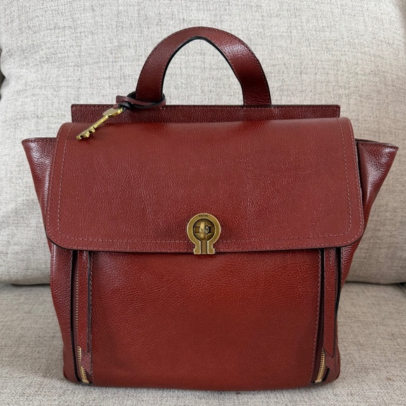 Fossil Handbags - Fossil Amelia Convertible Backpack Dark Red Leather